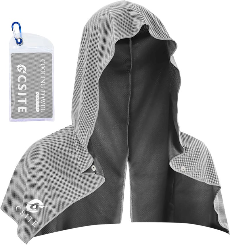 CASITE Cooling Hoodie Towels, Instant Cooling Towels for Neck and Face, UPF 50 Sun Protection, Ice Towel for Hot Weather, Head Towel for Sports, Camping, Cycling & More Activities - Image 1